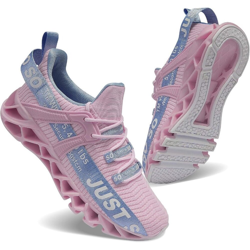 Women's Blue Pink Running Walking Tennis Blade Non Slip Athletic Sneakers Shoes